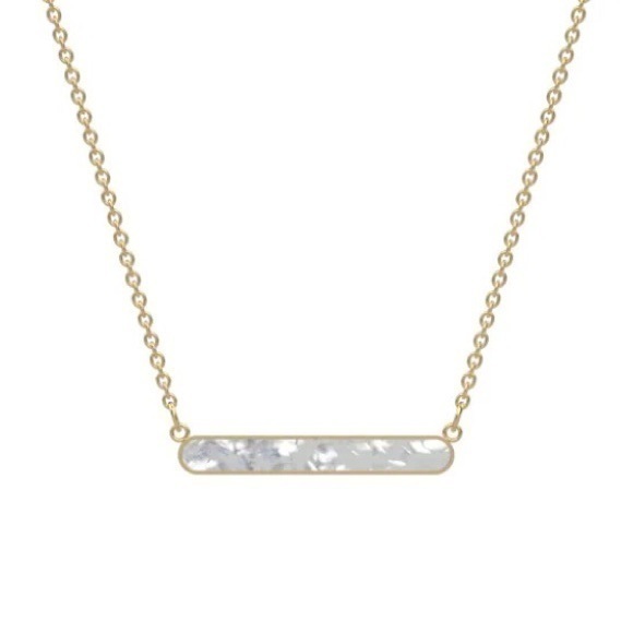 18K Gold Vermeil Mother of pearl geometric strip Necklace